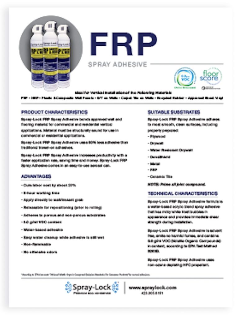 Spray-Lock FRP Eco-Friendly Spray Adhesive (6 cans winterpack
